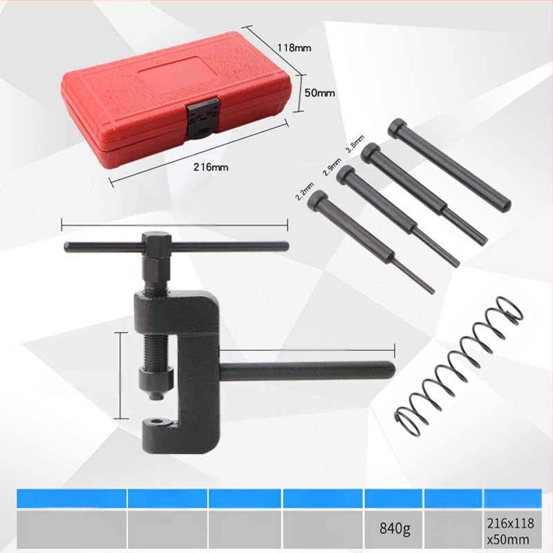 Комплект за демонтаж на ангренажната верига за велосипед и мотоциклет, Rat въглеродна стомана, 13 части, за ремонт на автомобили, чисто тегло 0.84 кг
