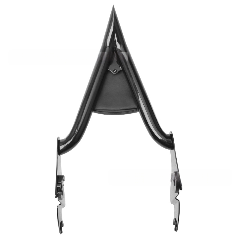 Harley motorkerékpárokhoz készült hátsó támasz, osztott gyorskioldó utas háttámla, hegyes ívű dizájnnal (Model 014588)