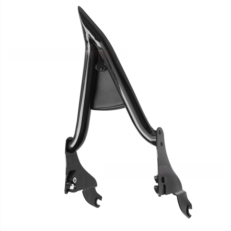 Harley motorkerékpárokhoz készült hátsó támasz, osztott gyorskioldó utas háttámla, hegyes ívű dizájnnal (Model 014588)