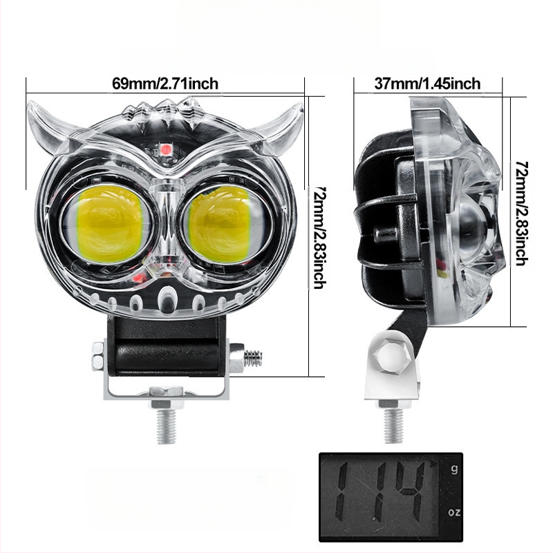 LED мотоциклетна фара с форма на сова, алуминиева конструкция, 20W, 9-80V, 6000 лм