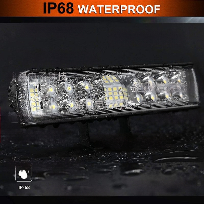 LED auto darba gaisma ar dubultrindu, trīspusīgu dizainu – 60W, 12-24V, 6000LM, 6000-6500K, alumīnija sakausējums