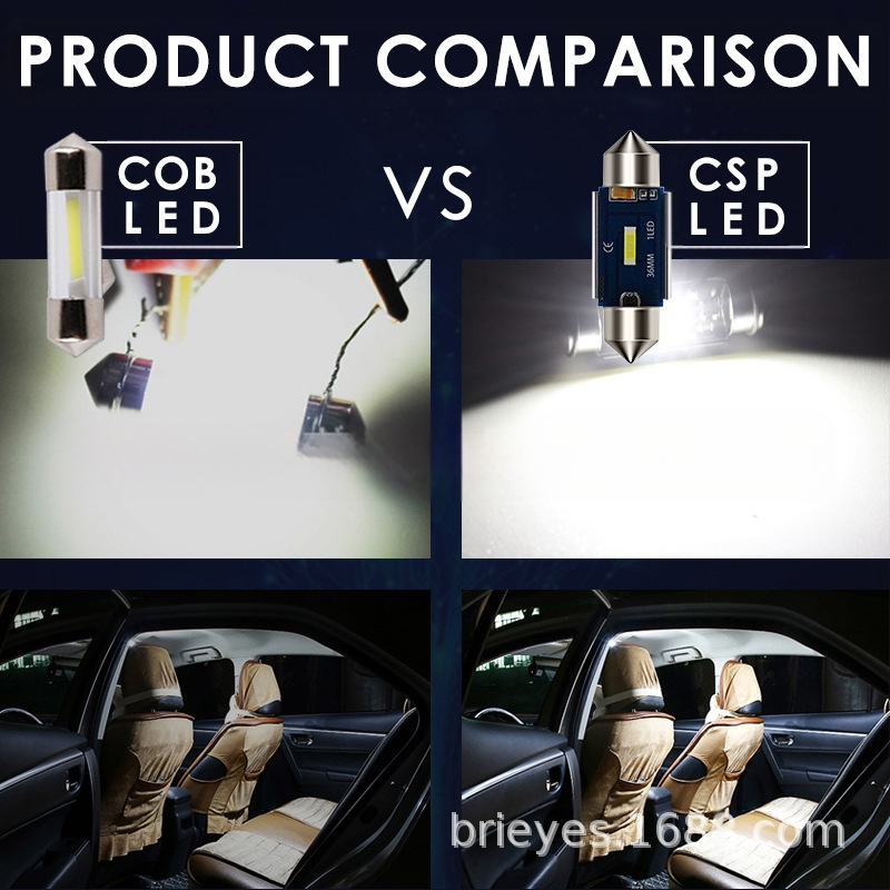 Φωτιστικό οροφής LED αυτοκινήτου, Double tip C5W Festoon, 1 CSP1860 LED, 2.7W, 12-16V