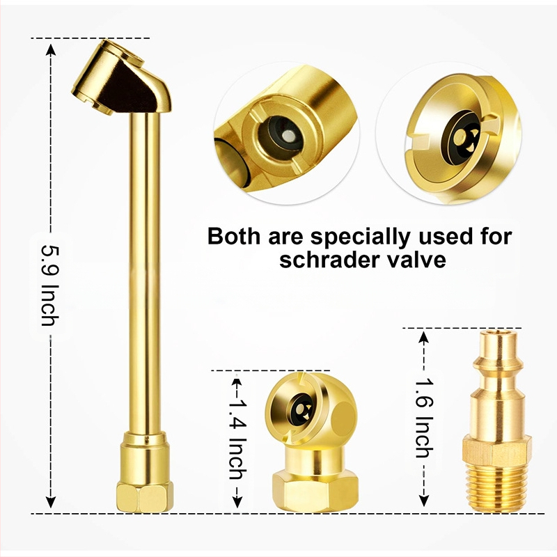 Shiming 4-частов комплект за надуване на гуми с външна резба 1/4NPT, железен материал, монтаж чрез бързо завъртане