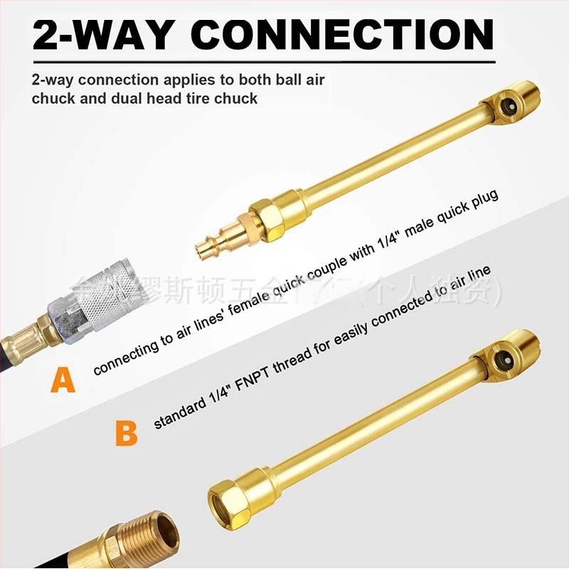 Shiming 4-частов комплект за надуване на гуми с външна резба 1/4NPT, железен материал, монтаж чрез бързо завъртане