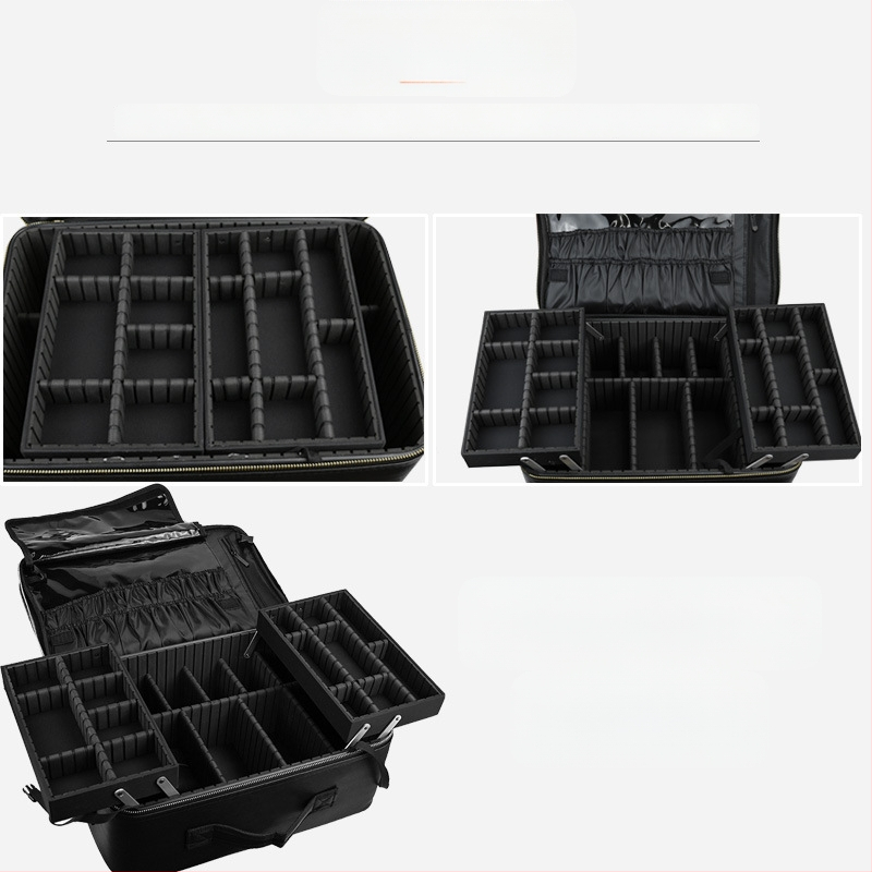 Φορητή τσάντα καλλυντικών μεγάλης χωρητικότητας για επαγγελματίες μακιγιάζ, πολυλειτουργικός αποθηκευτικός χώρος για μακιγιάζ, εργαλεία νυχιών και τατουάζ, με φερμουάρ, PU υλικό, βάρος 2 kg, επεκτεινόμενος διαχωριστής