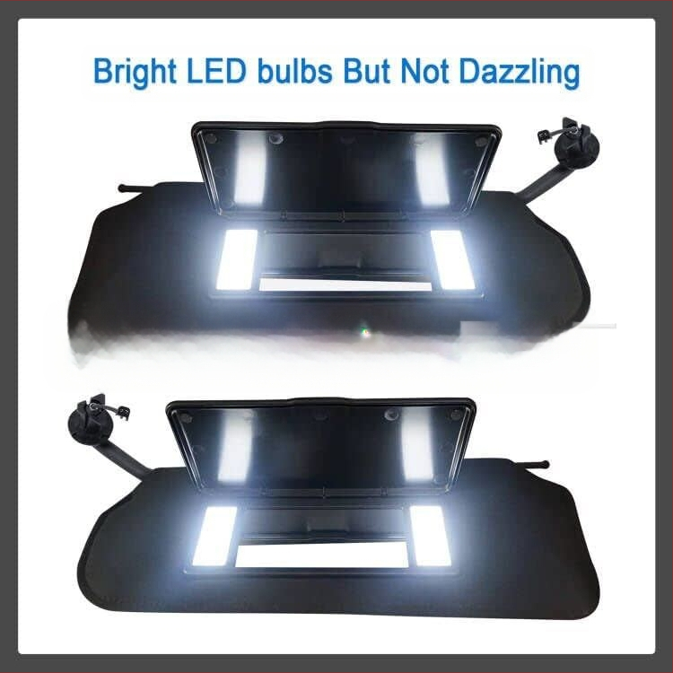 Automobilio saulės skydelis su ryškiais LED – HD makiažo veidrodis, užspaudžiamas montavimas, logotipo spauda, licencijuotas privatūs ženklas