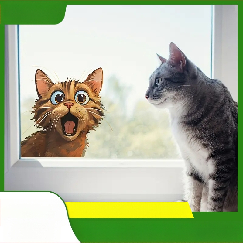 Επιτοίχιο αυτοκόλλητο - κεφαλή γάτας (κινούμενο σχέδιο) - PVC - αυτοκόλλητο - για σαλόνι, υπνοδωμάτιο και εμπορικούς χώρους