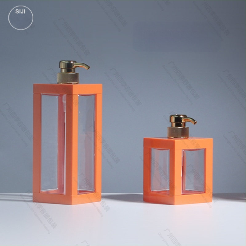 PET bočica za šampon, četvrtastog oblika, pumpa, injekcijsko oblikovanje, sitotisk završna obrada.