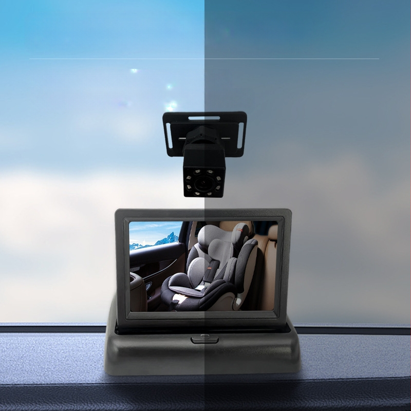 Automašīnas LCD displejs bērnu novērošanai, modelis TJ4305408, infrasarkanais nakts redzamība, izšķirtspēja 480x272