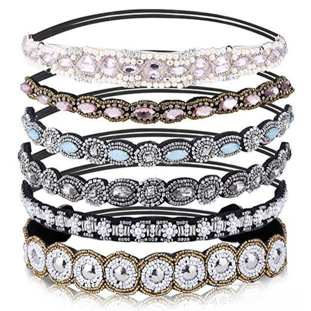 Лента за глава с мъниста и листов мотив – стъклени и оризови мънисти, женски стил, персонализируема