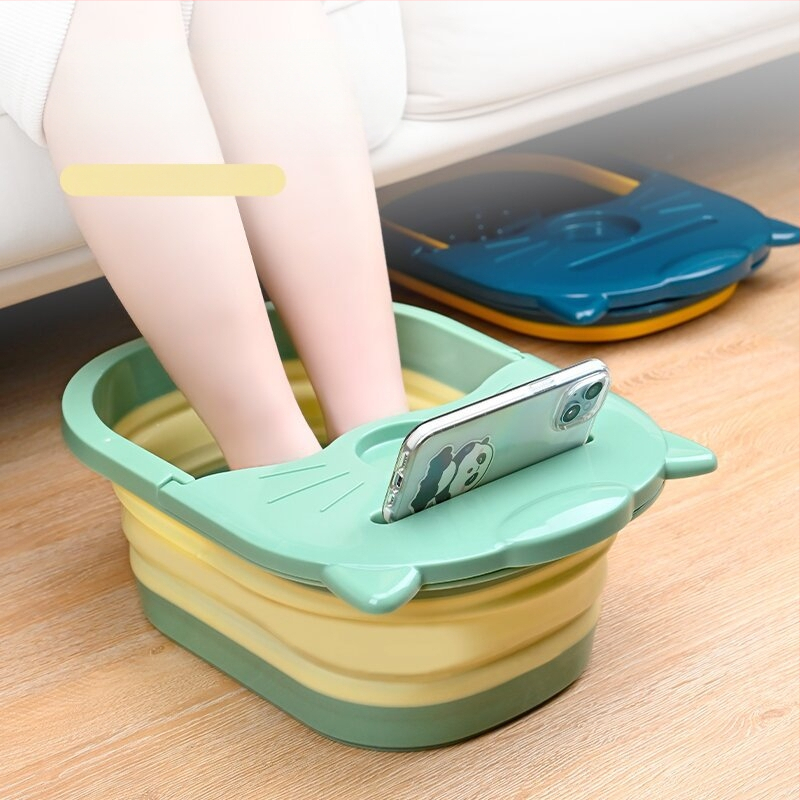 Összecsukható lábfürdő tartóedény otthoni használatra, hordozható vastagított műanyag dizájn, nők és várandós anyák számára, vízellátás nélkül, modern minimalist stílus, anyag: TPR+PP