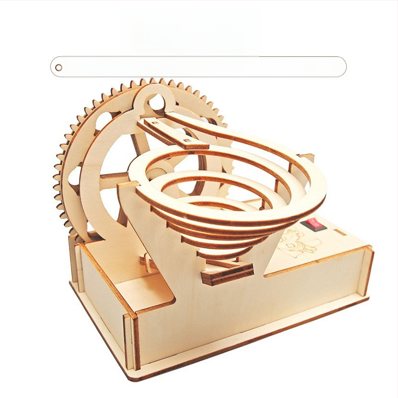 DIY koka elektriskā bumbiņu trase – daudzfunkcionāla izglītojošā fizikas rotaļlieta 7–14 gadu vecumā