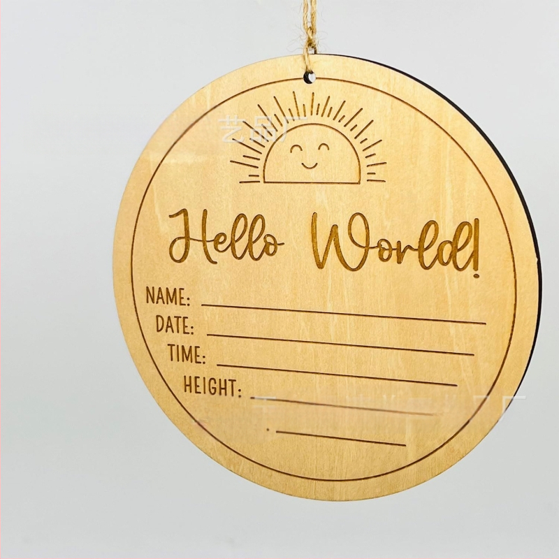 Διπλής όψεως γλυπτή ξύλινη Κάρτα Ορόσημο για μωρά – ανακοίνωση γέννησης