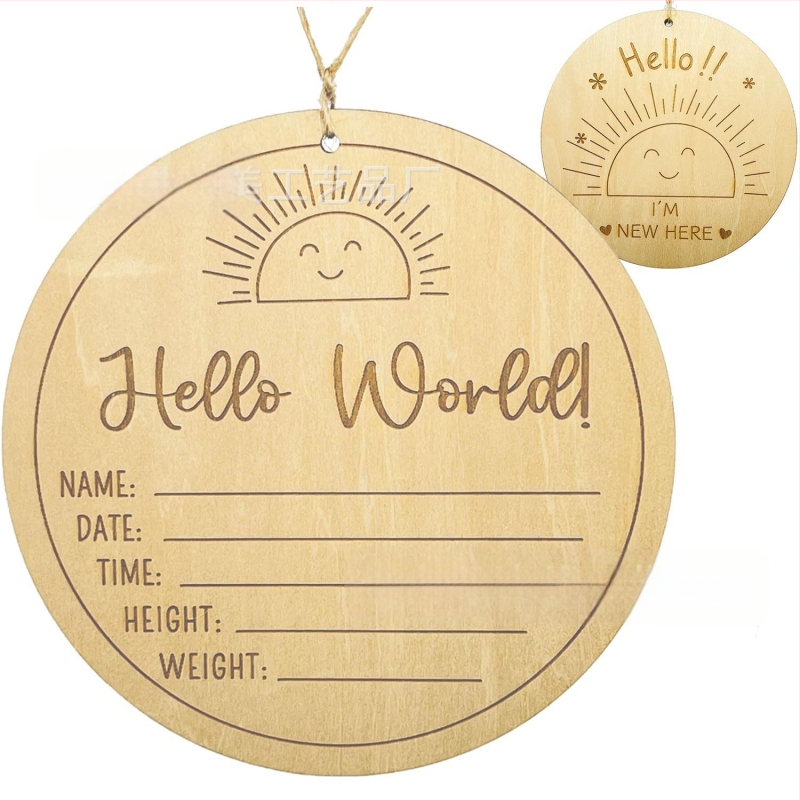 Διπλής όψεως γλυπτή ξύλινη Κάρτα Ορόσημο για μωρά – ανακοίνωση γέννησης