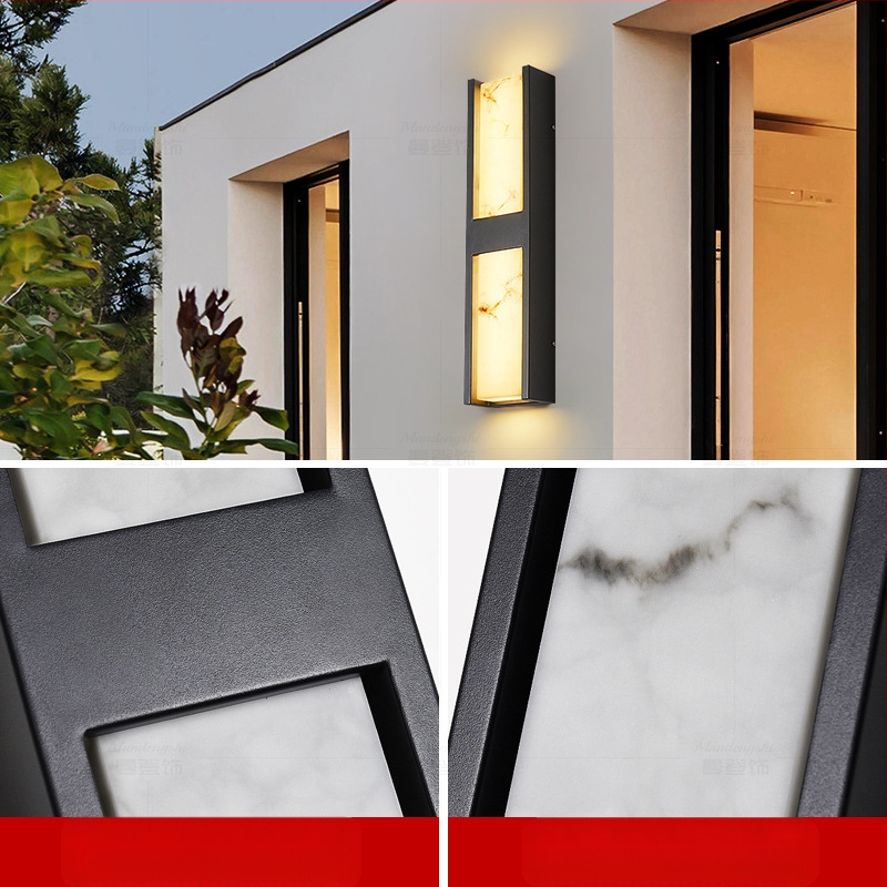 Išorinis sieninis šviestuvas HK-BD9021, IP65, 220V, 180° šviesos kampas, imitacinio marmuro korpusas