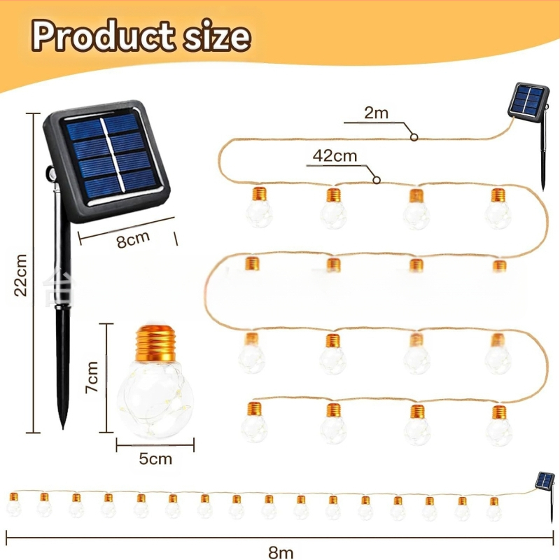 LED соларна въжена светлина със звезден ефект за външна декорация, IP65, 0.06W, 3V, управление с бутон, модел JL81, марка Yimao
