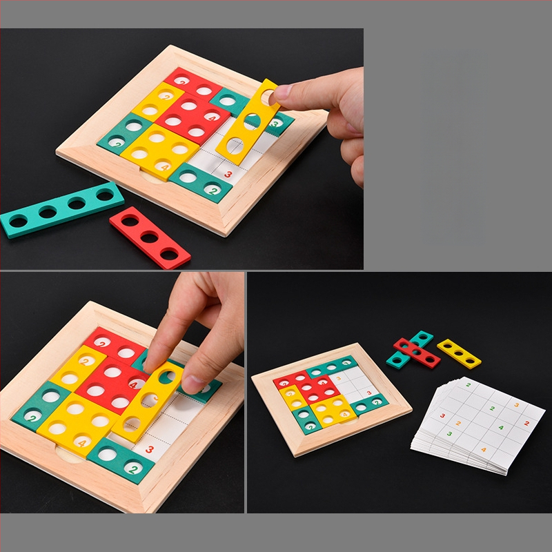 Medinė vaikų mąstymo lavinimo dėlionė, Montessori stiliaus, logikos ir matematikos mąstymo plėtra, stalinis žaidimas (Medžiaga: medis; Kategorija: plokščias dėlionė; Pritaikymas: pritaikyti pavyzdžiai; Amžius: 4–6 metų)