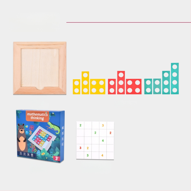 Medinė vaikų mąstymo lavinimo dėlionė, Montessori stiliaus, logikos ir matematikos mąstymo plėtra, stalinis žaidimas (Medžiaga: medis; Kategorija: plokščias dėlionė; Pritaikymas: pritaikyti pavyzdžiai; Amžius: 4–6 metų)