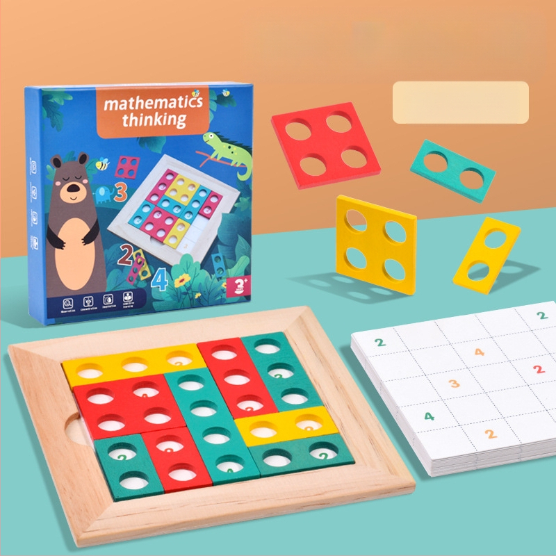 Medinė vaikų mąstymo lavinimo dėlionė, Montessori stiliaus, logikos ir matematikos mąstymo plėtra, stalinis žaidimas (Medžiaga: medis; Kategorija: plokščias dėlionė; Pritaikymas: pritaikyti pavyzdžiai; Amžius: 4–6 metų)