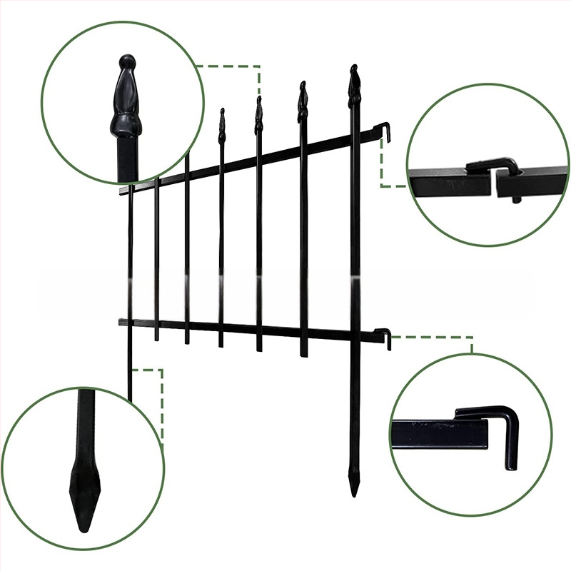 Metalinė sodo tvora pasteliniu stiliumi, sulankstoma, ant grindų, vieno sluoksnio