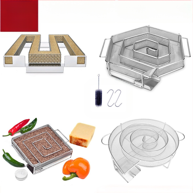 Nerūdijančio plieno apvalus rūkymo krepšelis, daugiakomponentinis grilio priedas, 0.166 kg