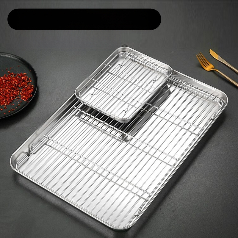 Nerūdijančio plieno griliavimo plokštelė kepimui – kvadratinė, plokščias dugnas ir alyvos nubėgimo grotelės