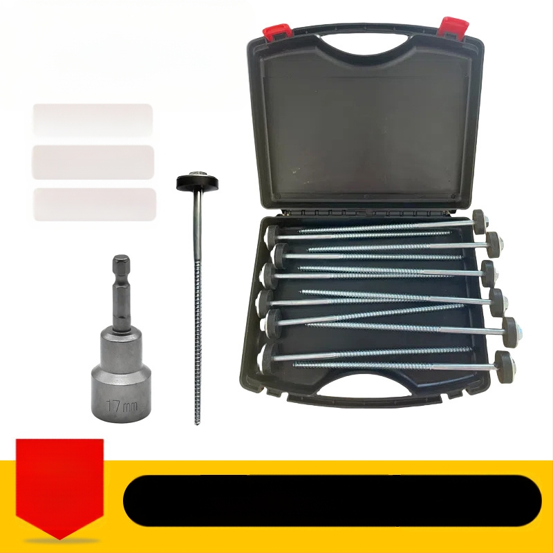 Uzlabots oglekļa tērauda telts nagla ar rotējošu gumijas galvu – pārnēsājams