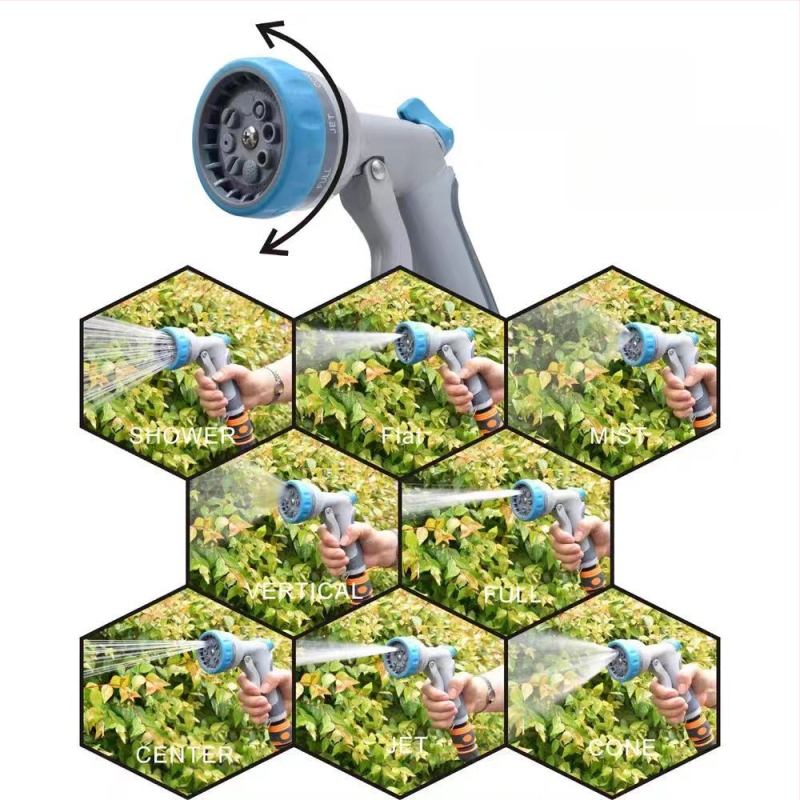 Μεταλλικό, πολυλειτουργικό πιστόλι νερού κήπου με οκτώ ρυθμίσεις ψεκασμού, υψηλής πίεσης, για πλύσιμο αυτοκινήτων και πότισμα κήπων