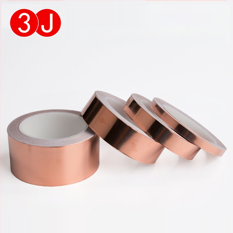 Vienpusēja vadītspējīga lente no vara folijas EMI aizsardzībai — pašlīmējoša, biezums 0,05 mm, substrāts: vara folija, darba temperatūra: normāla