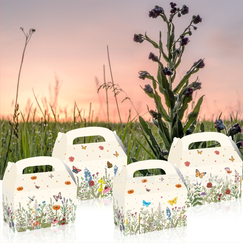 Gėlėta dovanų saldumynų dėžutė, nešiojama popierinė dėžutė, 250gsm baltas kartonas, UV spausdinimas su logotipu, vidinis skersmuo 15,9 cm