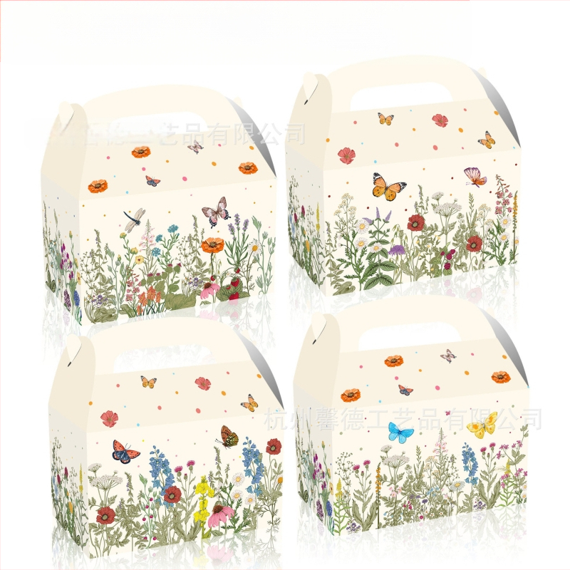 Gėlėta dovanų saldumynų dėžutė, nešiojama popierinė dėžutė, 250gsm baltas kartonas, UV spausdinimas su logotipu, vidinis skersmuo 15,9 cm