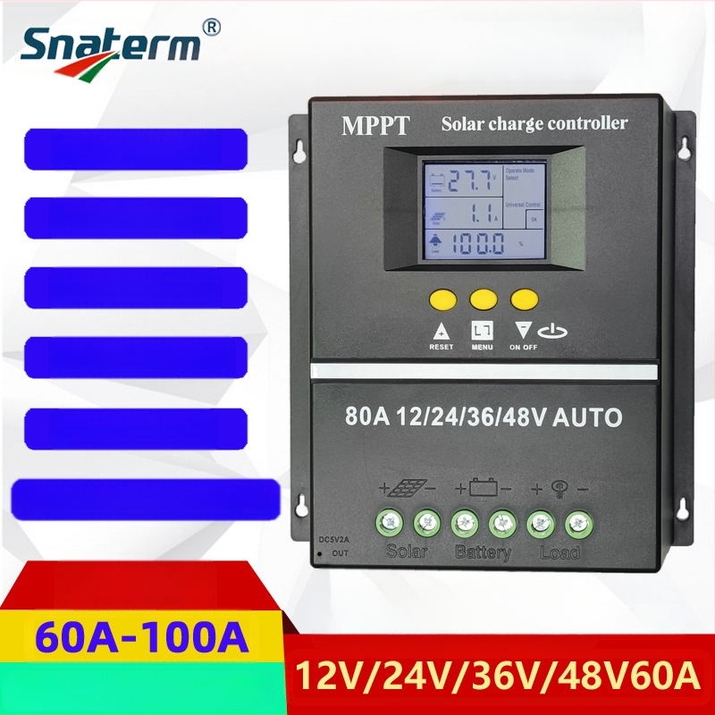 MPPT saulės įkrovimo valdiklis, serija 100A/80A/60A, 12/24/36/48V, USB sąsaja, energijos suvartojimas 1W