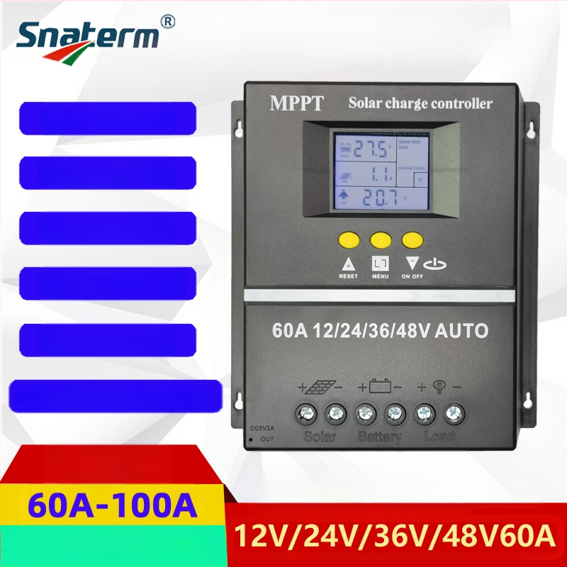 MPPT saulės įkrovimo valdiklis, serija 100A/80A/60A, 12/24/36/48V, USB sąsaja, energijos suvartojimas 1W