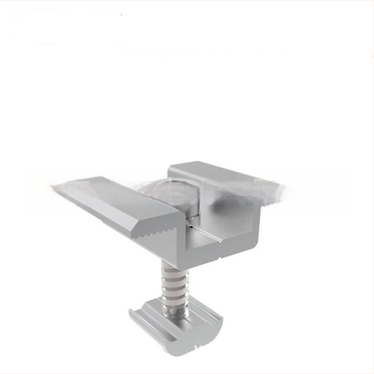 Saulės modulių laikiklis iš aliuminio lydinio – spaudimo blokų rinkinys aliuminio profilams su sklandikliu (slidžiu) ir veržle (svoris 0,053 kg)