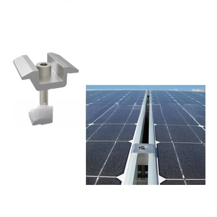 Saulės modulių laikiklis iš aliuminio lydinio – spaudimo blokų rinkinys aliuminio profilams su sklandikliu (slidžiu) ir veržle (svoris 0,053 kg)