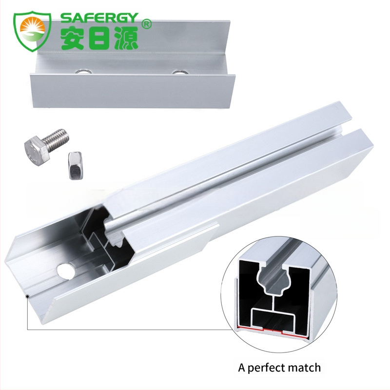 Saulės fotovoltinių laikiklių bėgelio jungtis, greitas montavimas, aliuminio lydinys