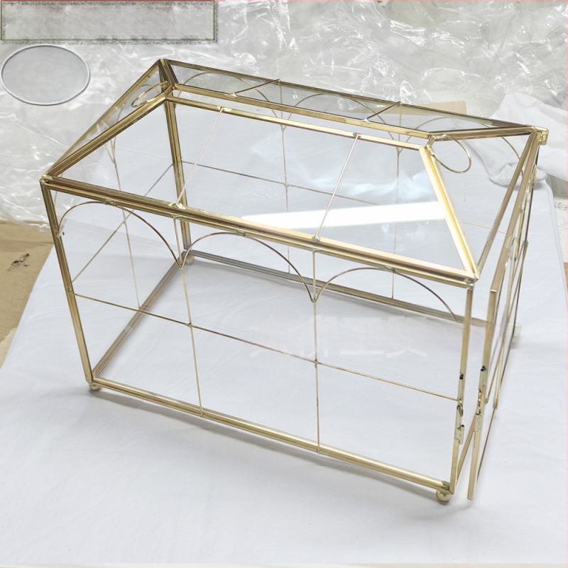 Γεωμετρικό γυάλινο κουτί αποθήκευσης προσκλήσεων γάμου με αναδιπλούμενο καπάκι