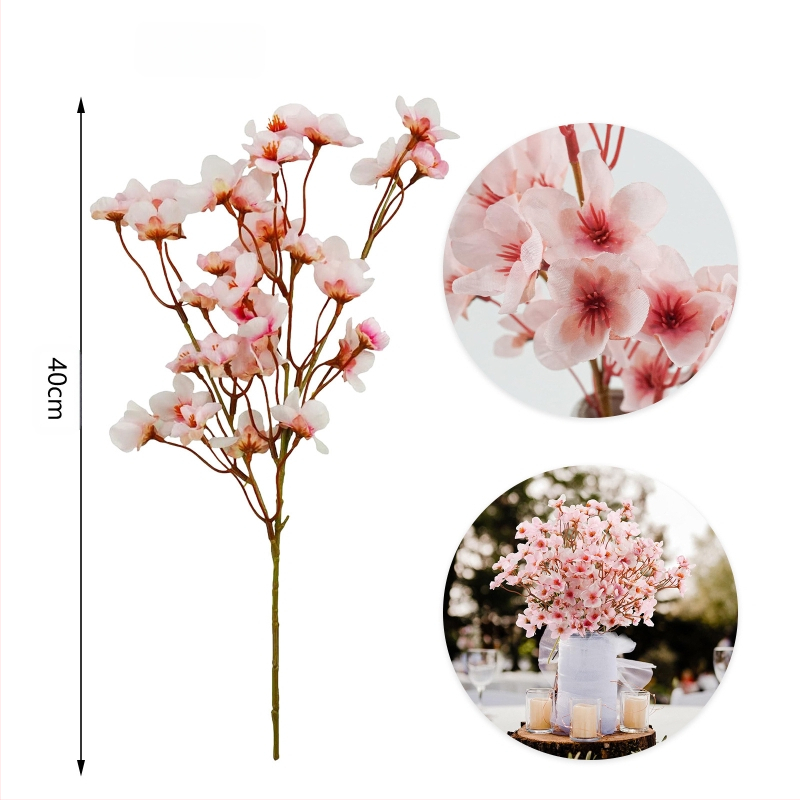 Pusheng plastikinių šakų su dirbtiniais persikų žiedais vestuvėms, lauko erdvei, nuotraukų rekvizitams ir namų dekorui