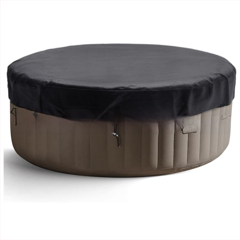 Ārējais apaļais vannas vāks no Oxford auduma; ūdensizturīgs, sniega izturīgs, putekļu un saules aizsardzība; paredzēts ārējai lietošanai; ar drukāto logotipu pielāgotais