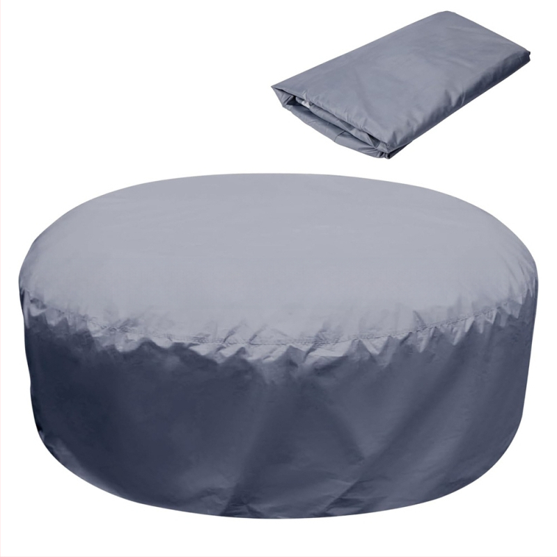 Ārējais apaļais vannas vāks no Oxford auduma; ūdensizturīgs, sniega izturīgs, putekļu un saules aizsardzība; paredzēts ārējai lietošanai; ar drukāto logotipu pielāgotais
