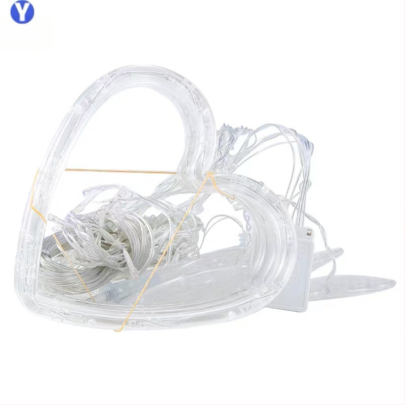 Širdies formos užuolaidų šviestuvai su žvaigždžių elementais – 6W, 220V, IP44, Modelis 000321, CE sertifikuotas