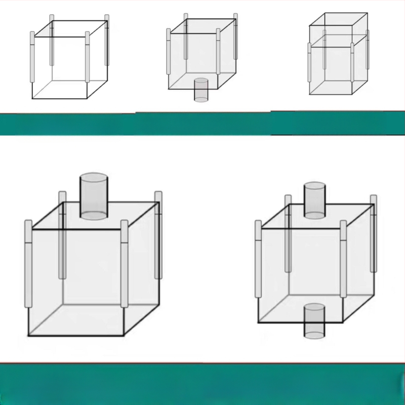 Polipropilinė tonbag su keturiais rankenėliais, sustiprinta konstrukcija, su išspausdintu logotipu, 1000 kg apkrova, pritaikomas apdorojimas