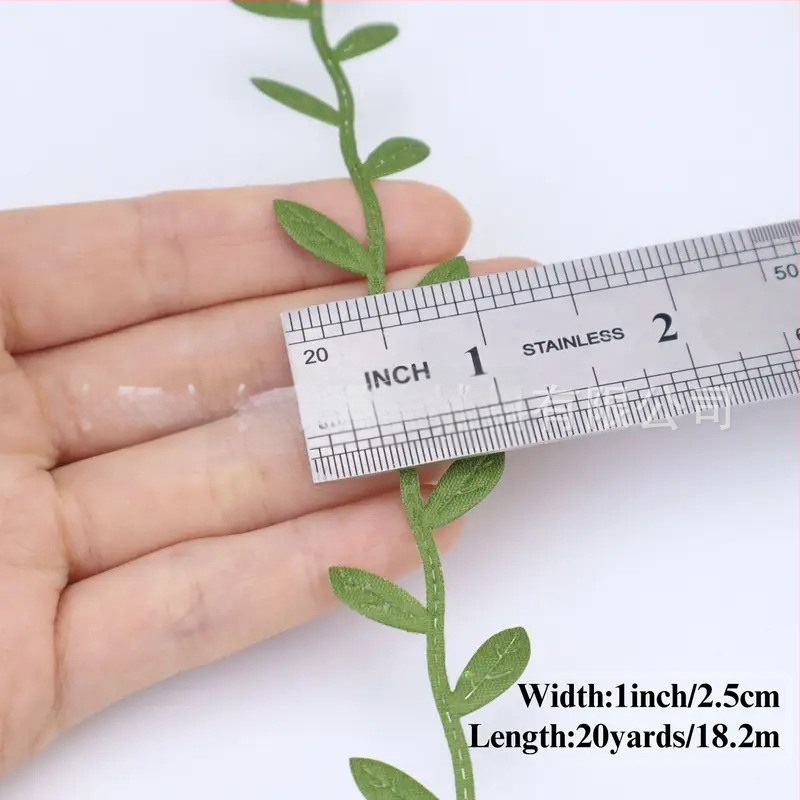 Dongcai poliesterio nėrinių juostelė su lapų raštu – vestuvėms ir dovanoms, DIY kūrybai, puokštėms, dovanojimo įvyniojimui, namų dekorui