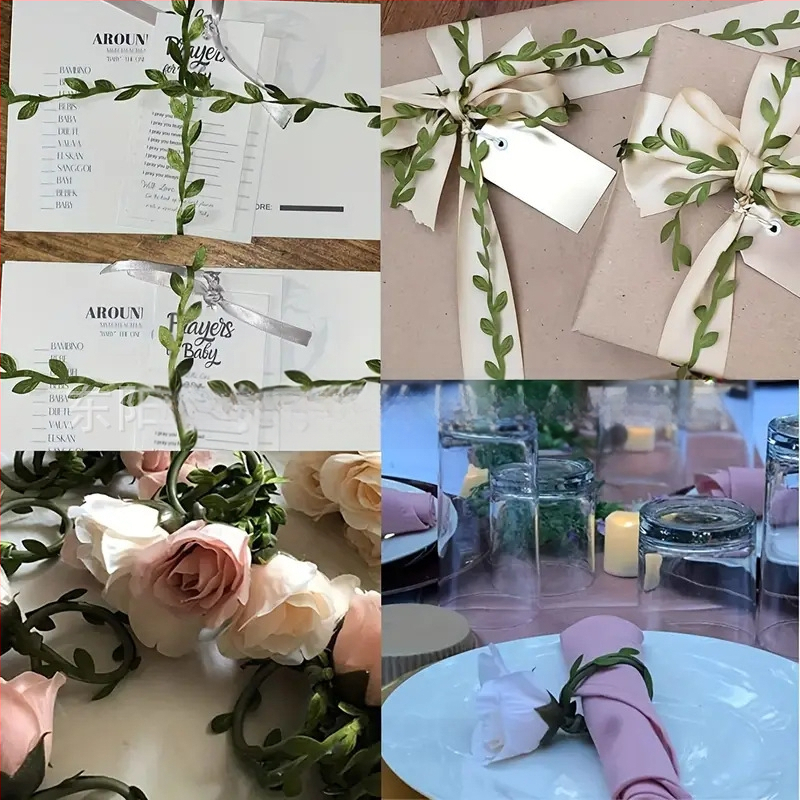 Dongcai poliesterio nėrinių juostelė su lapų raštu – vestuvėms ir dovanoms, DIY kūrybai, puokštėms, dovanojimo įvyniojimui, namų dekorui