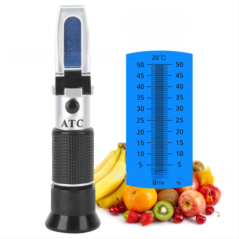 Портативен рефрактометр за захарно съдържание, обхват 0-50%, модел THE01524B, ръчен захаромер, тегло 240 g