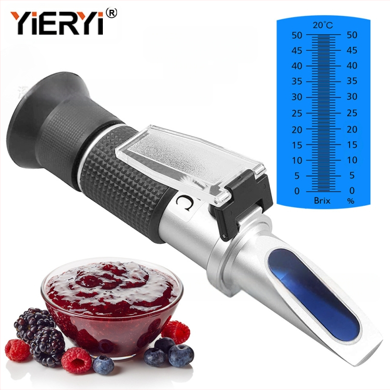 Портативен рефрактометр за захарно съдържание, обхват 0-50%, модел THE01524B, ръчен захаромер, тегло 240 g