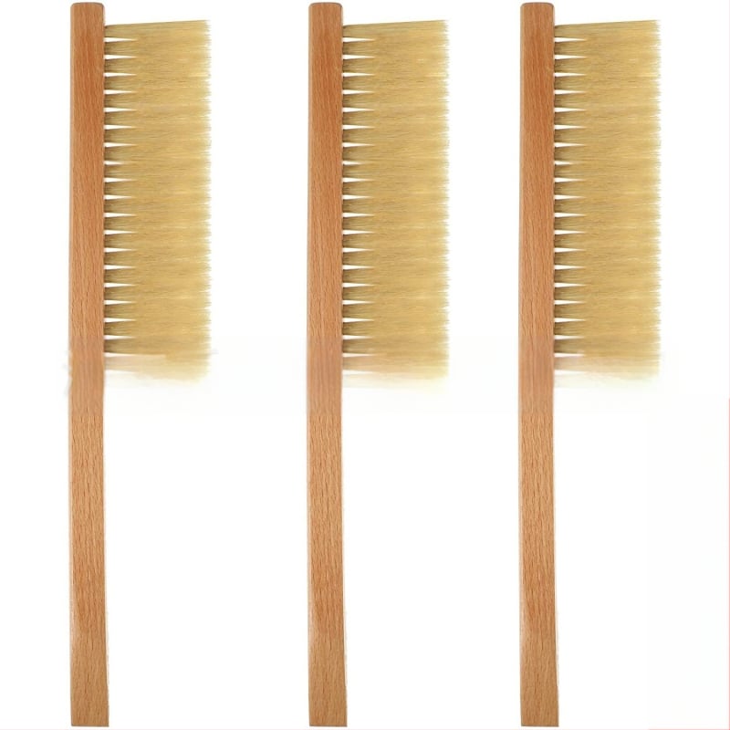 Unelte de apicultură: Perie cu două rânduri din păr de porc pentru curățarea stupului