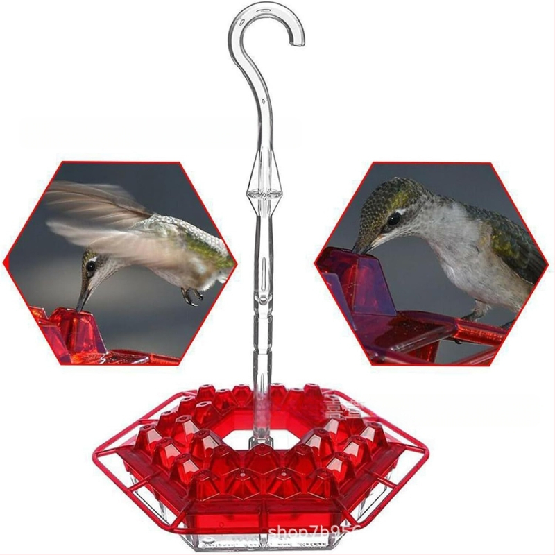 Хранилка за колибри, висяща, шестоъгълна с кука – пластмасова, кутия 60 бр.