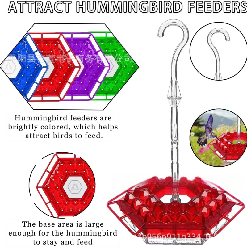 Хранилка за колибри, висяща, шестоъгълна с кука – пластмасова, кутия 60 бр.