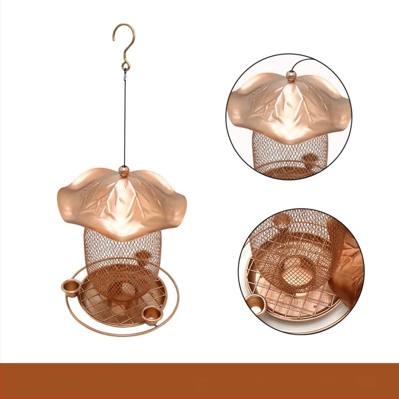 Pakabinama geležinė lesyklėlė paukščiams, atspari graužikams, su vandens girdymo įrenginiu kolibriams